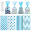 Aneco 100 Pack Blue Cellophane 10.6 x 5.1 Inch Plastic Candy Gift Goodie with Twist Ties for Valentine, Birthday, Gift Cookie Snack Packing Party Favor Supplies view 1