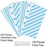 Aneco 100 Pack Blue Cellophane 10.6 x 5.1 Inch Plastic Candy Gift Goodie with Twist Ties for Valentine, Birthday, Gift Cookie Snack Packing Party Favor Supplies view 3