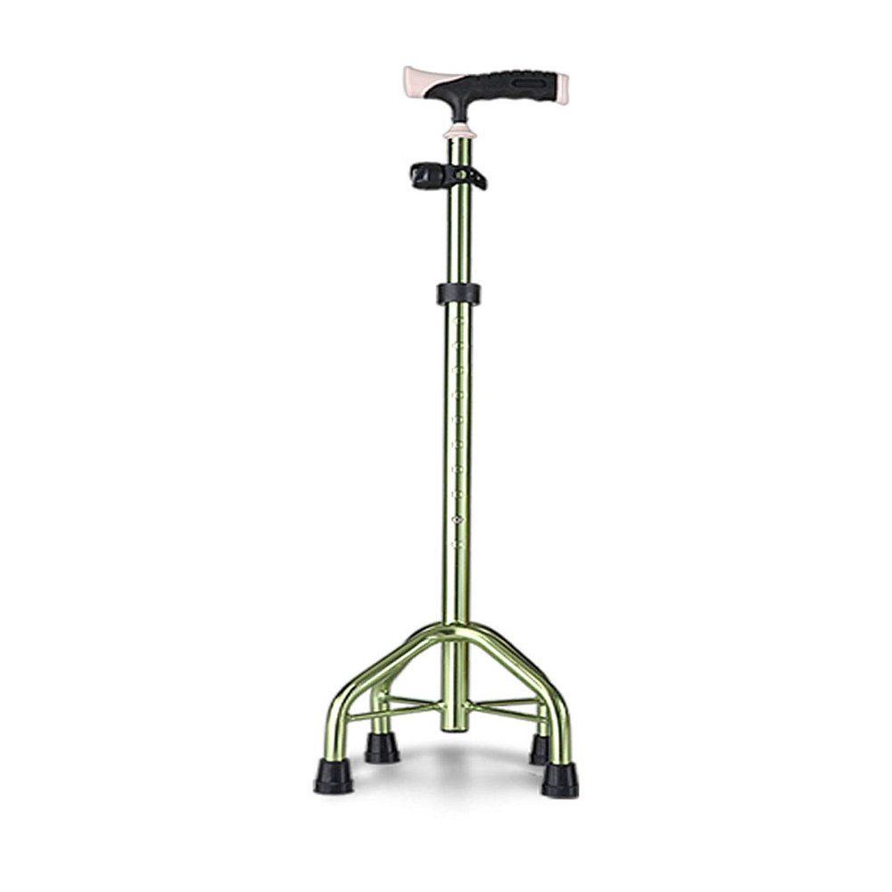 Canes Walker ZfgG Thick Aluminum Cane Four-Legged Walking Stick Old Non-Slip Crutch Flashlight Telescopic Multifunction (Color : Pink) (Color : Green)