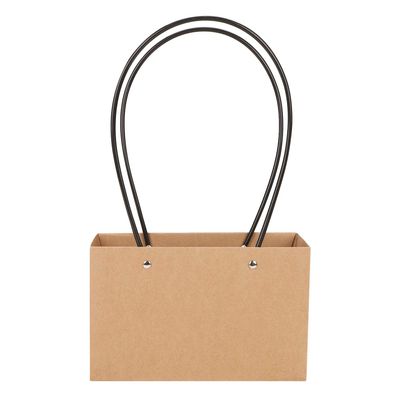 10Pcs Flower Bouquet Boxes with Long Handles Kraft Paper Florist Floral Gift Packaging Boxes Rectangle Flower Wrapping Bags for Mother's Day Wedding Birthday Anniversary Housewarming Valentine Day