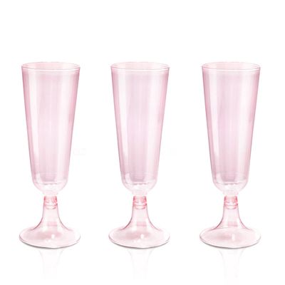 bUCLA 60 Pack Pink Plastic Champagne Flutes Disposable - 5 OZ Plastic Champagne Glasses - Fancy Champagne Cups - Ideal for Party