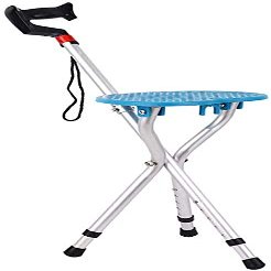 Canes Lightweight Adjustable Walking Sticks Seat,Folding Canes with Stool-Portable Aluminium Tripod Crutches for Men Women,Blue (Color : Blue)