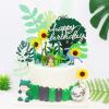 12 Pcs Dinosaur First Birthday Cake Toppers Green Leaf Sequins Golden One Cupcake Toppers Banner Glitter 1st Happy Birthday Dessert Cake Decorations for Baby Shower Celebration Party Supplies Favors view 3