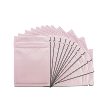 100 Pack Mylar Bags 4 x 6 Inch Resealable Smell Proof Bags Foil Pouch Flat Bag with Clear Window Pink