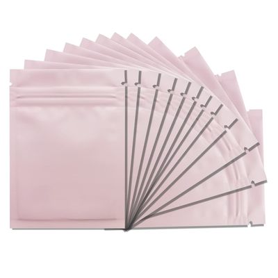 100 Pack Mylar Bags 5.5 x 7.8 Inch Resealable Foil Pouch Bag Food Storage with Clear Window Pink