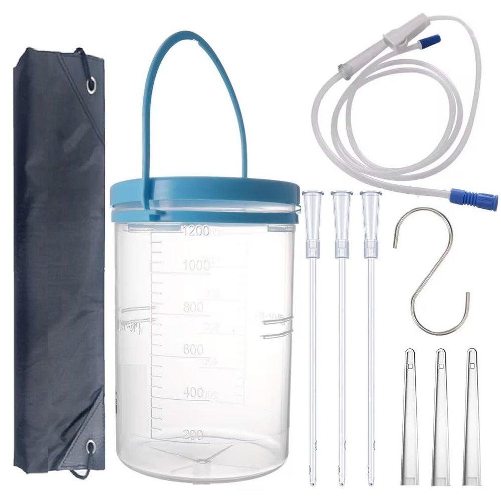 Enema Bucket Kit for Colon Cleansing with 6Pcs Enema Nozzle Tips Colon Tube Replacement, Coffee Enema kit for Constipation Detox 6ft Silicone Tubing Hose Home Shower Enema Intestinal Rinser Irrigator
