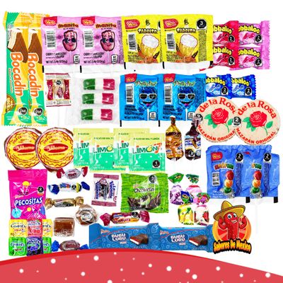 Mexican Candy Variety Pack (50 Count) Non-Spicy, Dulces Mexicanos, Mexican Snacks, with Obleas, Bubulubu, Vero Candy, Mazapan, by Sabores de Mexico