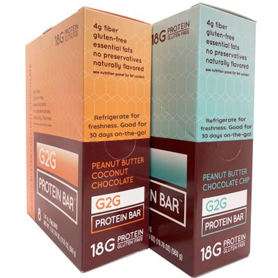 G2G Peanut Butter Lovers Protein Bars, 16-Count, 2 Packs of 8, Fresh, Healthy, Gluten-Free Snack, Delicious, No Refined Sugar, High Protein, 39.52 Ounce