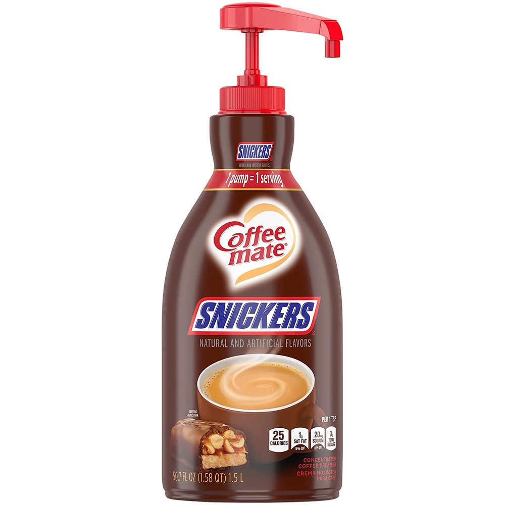 Coffee mate Liquid Coffee Creamer, Snickers, 1.5 Liter Pump Bottle (NES97955EA)
