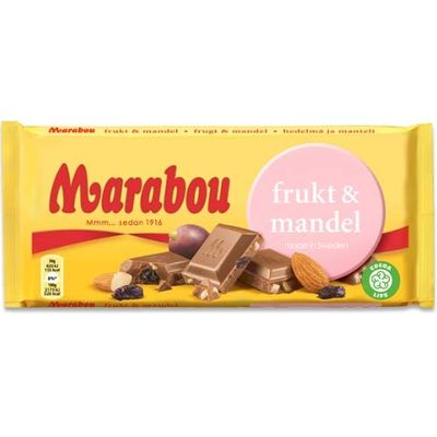 10 packs of 200g Marabou Chocolate - Frukt & Mandel