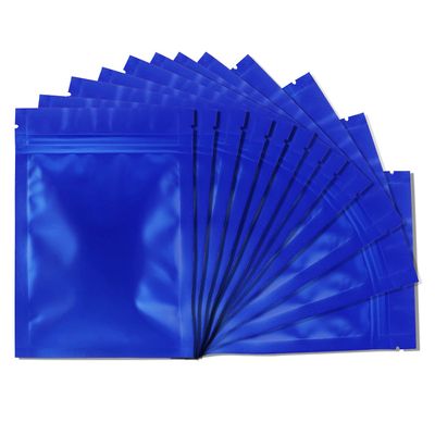 100 Pack Mylar Bags for Food Storage 5.9 x 8.7 Inch Resealable Smell Proof Bags Foil Pouch Flat Bag with Clear Window Blue