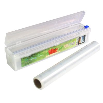 Nuluphu Household Reusable Refillable Plastic Wrap Dispenser with Slide Cutter, Food Wrap Stretch Clear Cling Wrap 12 Inch328 Ft (1Cutting Box + 1 Cling Film)