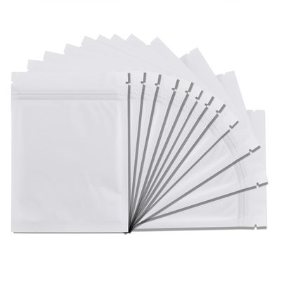 100 Pack Mylar Bags 3.3 x 5.1 Inch Resealable Smell Proof Bags Foil Pouch Flat Bag with Clear Window White