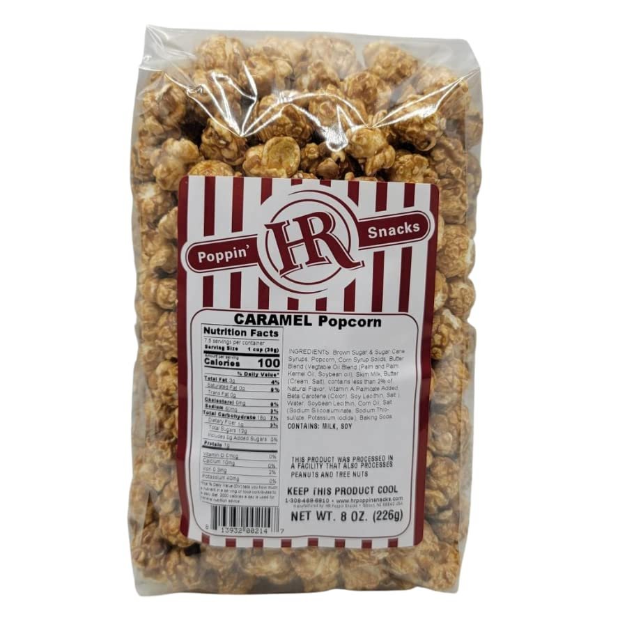 Caramel Popcorn - Gourmet Popcorn | 4 Pack | HR Poppin' Snacks - Made in USA - Made in Gibbon, Nebraska - Delicious, Fresh Popcorn - Party Snack - 100's of Popcorn Flavors