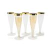 Prestee Set of 24 Plastic Champagne Flutes with Gold Rim - 4.5 oz - Shatterproof Disposable Glasses for Weddings, Cocktail Parties, and Outdoor Celebrations view 1