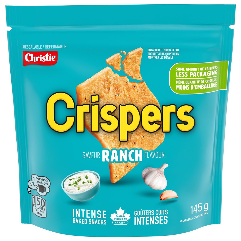 Christie Crispers, Ranch Crackers, 145g/5.1 Ounce, Bag, (Imported from Canada)