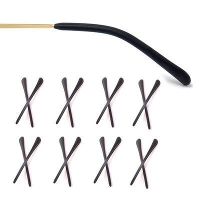 8 Pairs Eyeglass End Tips Ear Sock Pieces Anti-Slip Tube Replacement Tips Silicone for Thin Metal Eyeglass Legs, Black