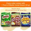 Nestum All Family 3-in-1 Instant Ce'real Milk Drink and 1-Pack Nestle Ce'real Snack Bundle (Milo or Koko Krunch or Honey Star, 30 g) - Low Fat Milk Ce'real Made with Wholemeal Wheat, Rice & Corn Grits, Fortified with Vitamins (Chocolate, 14 Sachets) view 2
