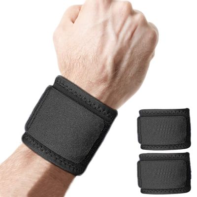 2 Pack Wrist Compression Strap and Support Adjustable Wrist Brace Carpal Tunnel for Men and Women Working out Wrist Pain Sprain Tendonitis (Black)
