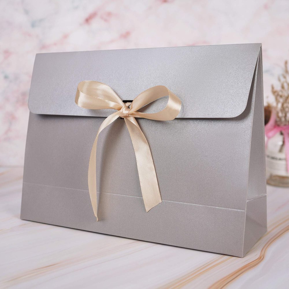 10PCS Envelope Gift Bags with Bow Ribbon Paper Party Favor Bag Bulk Scarf Packaging Box Gift Wrapping Supplies for Wedding Bridesmaid Mothers Day Holiday Birthday Celebration Present