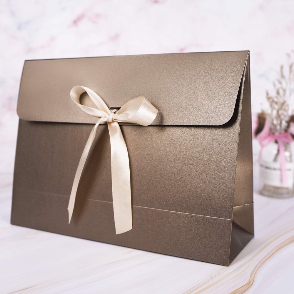 10PCS Envelope Gift Bags with Bow Ribbon Paper Party Favor Bag Bulk Scarf Packaging Box Gift Wrapping Supplies for Wedding Bridesmaid Mothers Day Holiday Birthday Celebration Present