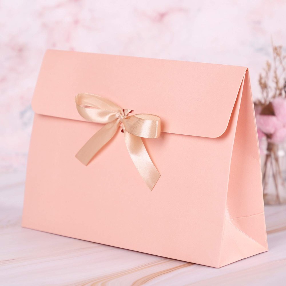 10PCS Envelope Gift Bags with Bow Ribbon Paper Party Favor Bag Bulk Scarf Packaging Box Gift Wrapping Supplies for Wedding Bridesmaid Mothers Day Holiday Birthday Celebration Present