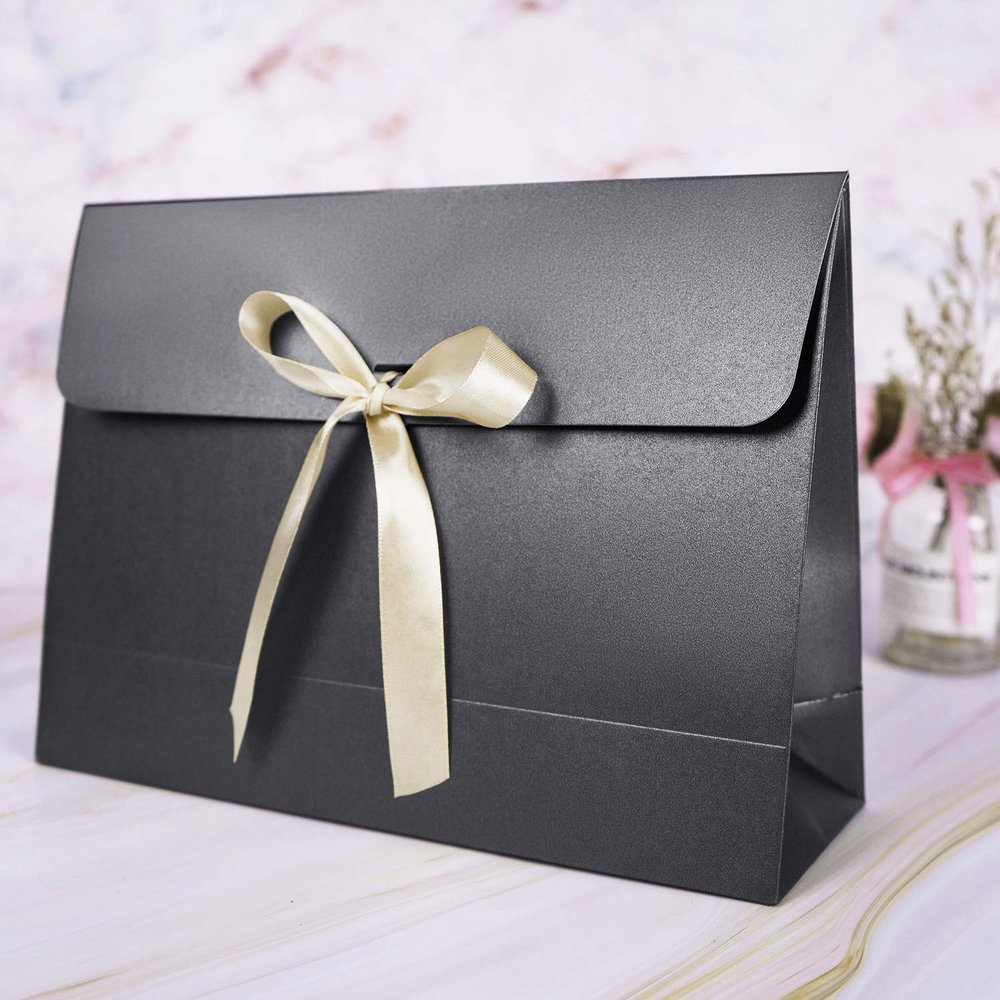 10PCS Envelope Gift Bags with Bow Ribbon Paper Party Favor Bag Bulk Scarf Packaging Box Gift Wrapping Supplies for Wedding Bridesmaid Mothers Day Holiday Birthday Celebration Present