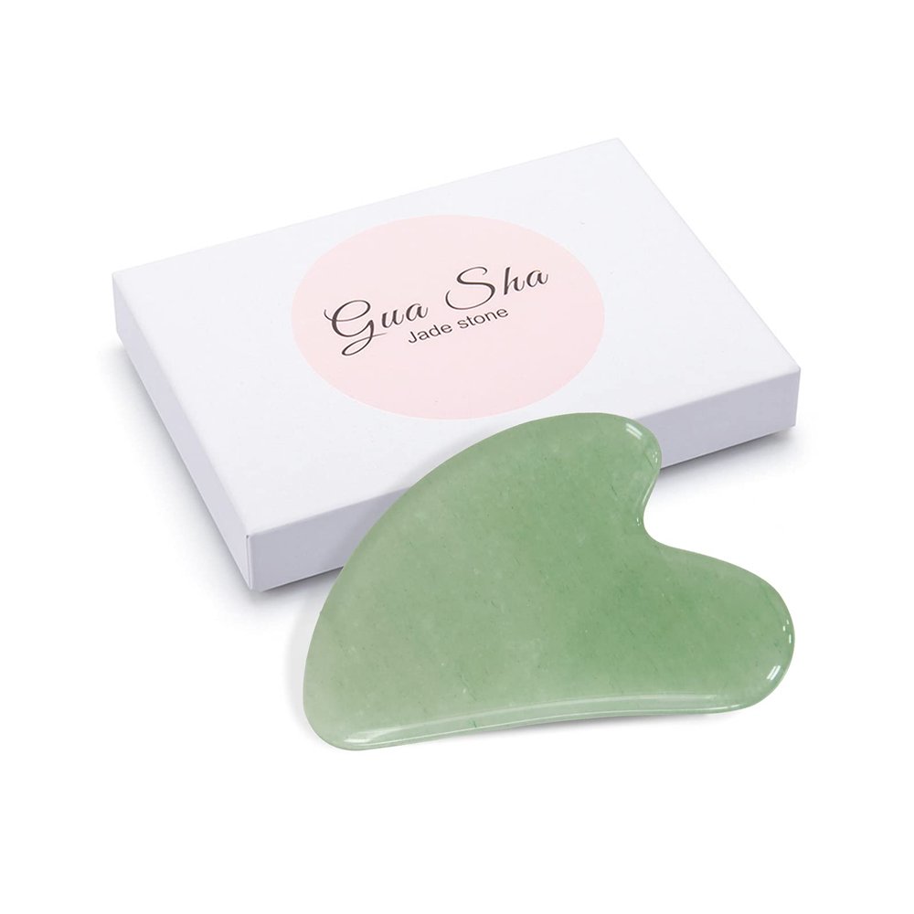 Acvensity Gua Sha Facial Tool, Natural Jade Guasha Board, Beauty Gua Sha Scraping Massage Tool, Gua Sha Stone for SPA Acupuncture Therapy Trigger Point Treatment(Green), 1 Count (Pack of 1)