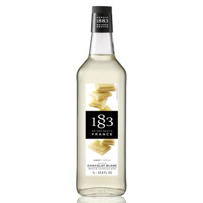 1883 White Chocolate Syrup for Drinks, Made in France, 1 Liter Glass Bottle