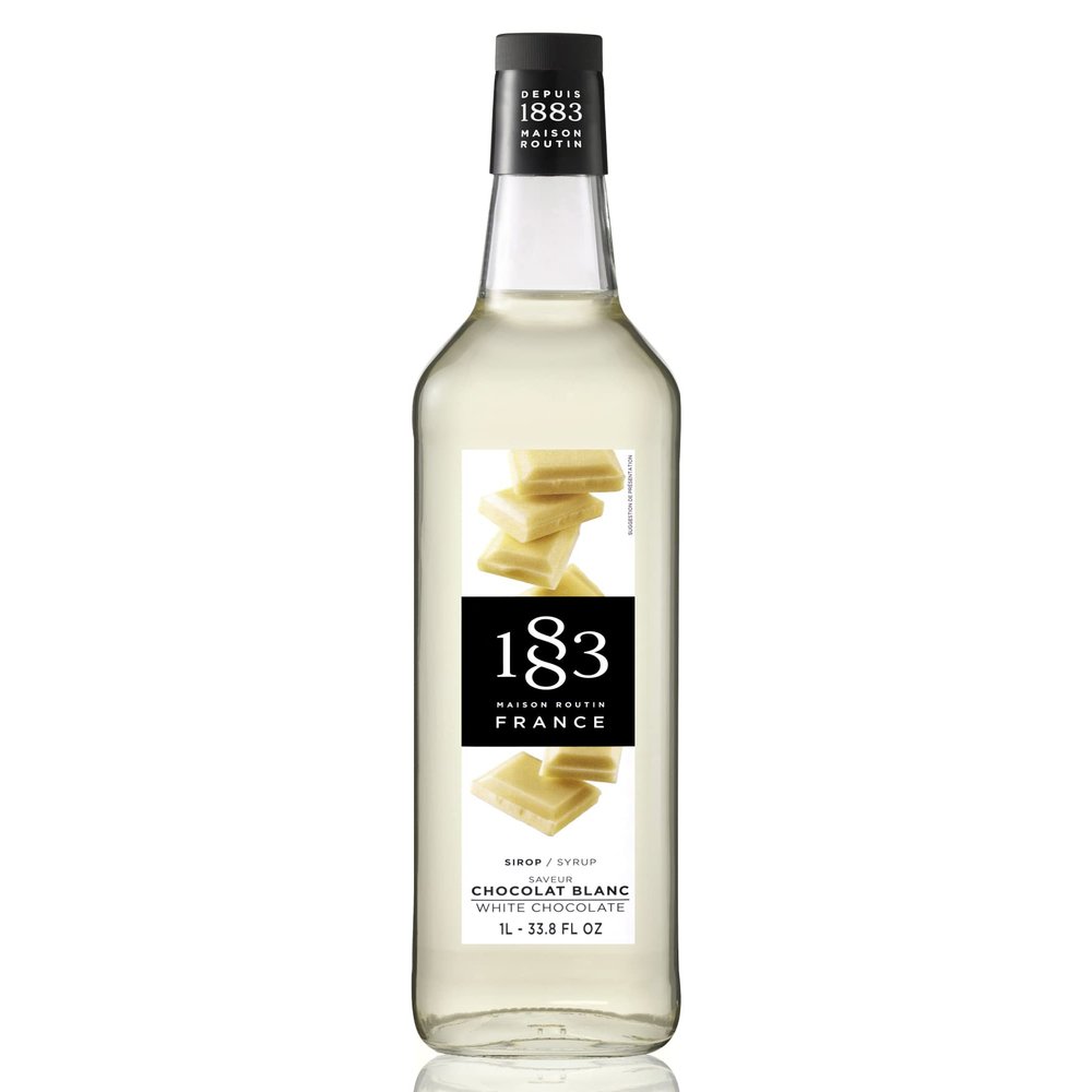 1883 White Chocolate Syrup for Drinks, Made in France, 1 Liter Glass Bottle