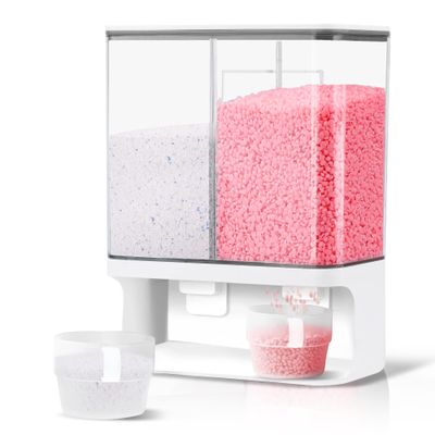 105 Oz Laundry Detergent Dispenser with Nail - Wall Mounted Scent Booster Beads Container, Softener Beads Storage, Rice Dispenser, Dry Food/Solid Grain Organizer