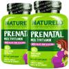 NATURELO Prenatal Multivitamin with Gentle Chelated Iron, Methyl Folate, Plant Calcium & Choline - Vegan, Vegetarian - Non-GMO - Gluten Free - 180 Capsules - 4 Month Supply (Pack of 2) view 1