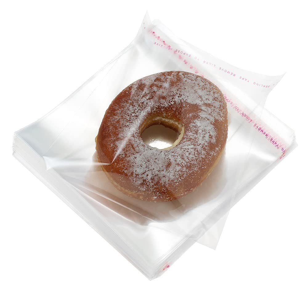 200 Pack 6" x 5" Thick Clear Resealable Self Seal Cellophane Plastic Bags Adhesive Cello Poly Bag For Packaging Bakery Cookie Candy Photos Cards Gift