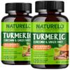 NATURELO Turmeric Curcumin - BioPerine for Better Absorption - Black Pepper, Ginger Root, Curcuminoids - Plant-Based Joint Discomfort Support - 120 Vegan Capsules (Pack of 2) view 1