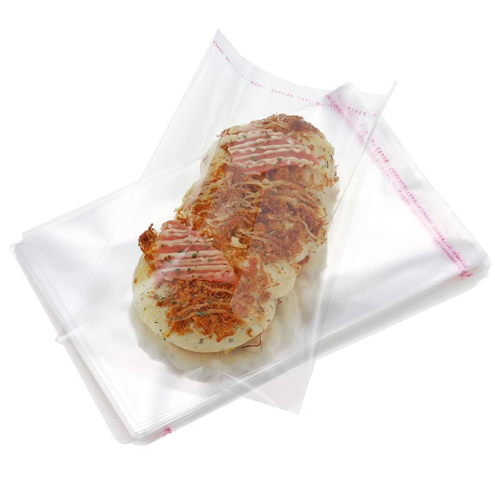 200 Pack 6" x 8" Thick Clear Resealable Self Seal Cellophane Plastic Bags Adhesive Cello Poly Bag For Packaging Bakery Cookie Candy Prints Photos Cards Gift