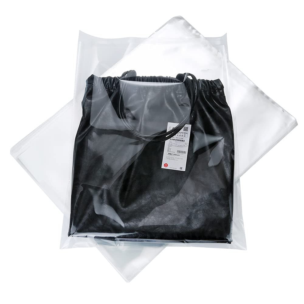 Macoota 100 Pack 16" x 20" Large Clear Self Sealing Cellophane Bags Thick 1.6 Mil Resealable cello Poly bags Heavy-duty Packaging T-Shirts Clothes Clothing Gifts Plastic Bags