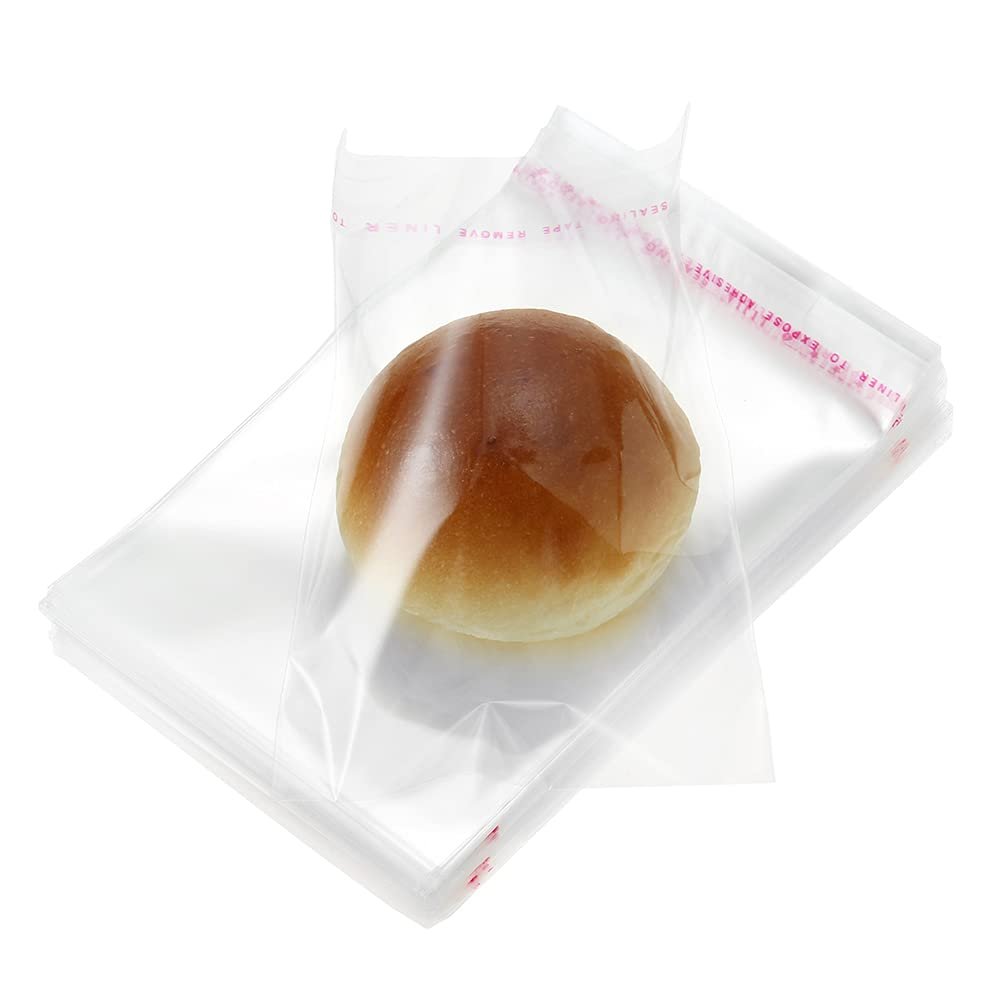 200 Pack 4" x 5" Thick Clear Resealable Self Seal Cellophane Plastic Bags Adhesive Cello Poly Bag For Packaging Bakery Cookie Candy Cards Gift