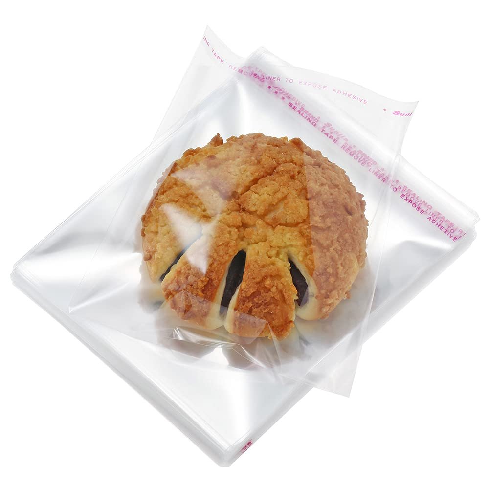 200 Pack 6" x 6" Thick Clear Resealable Self Seal Cellophane Plastic Bags Adhesive Cello Poly Bag For Packaging Bakery Cookie Candy Prints Photos Cards Gift