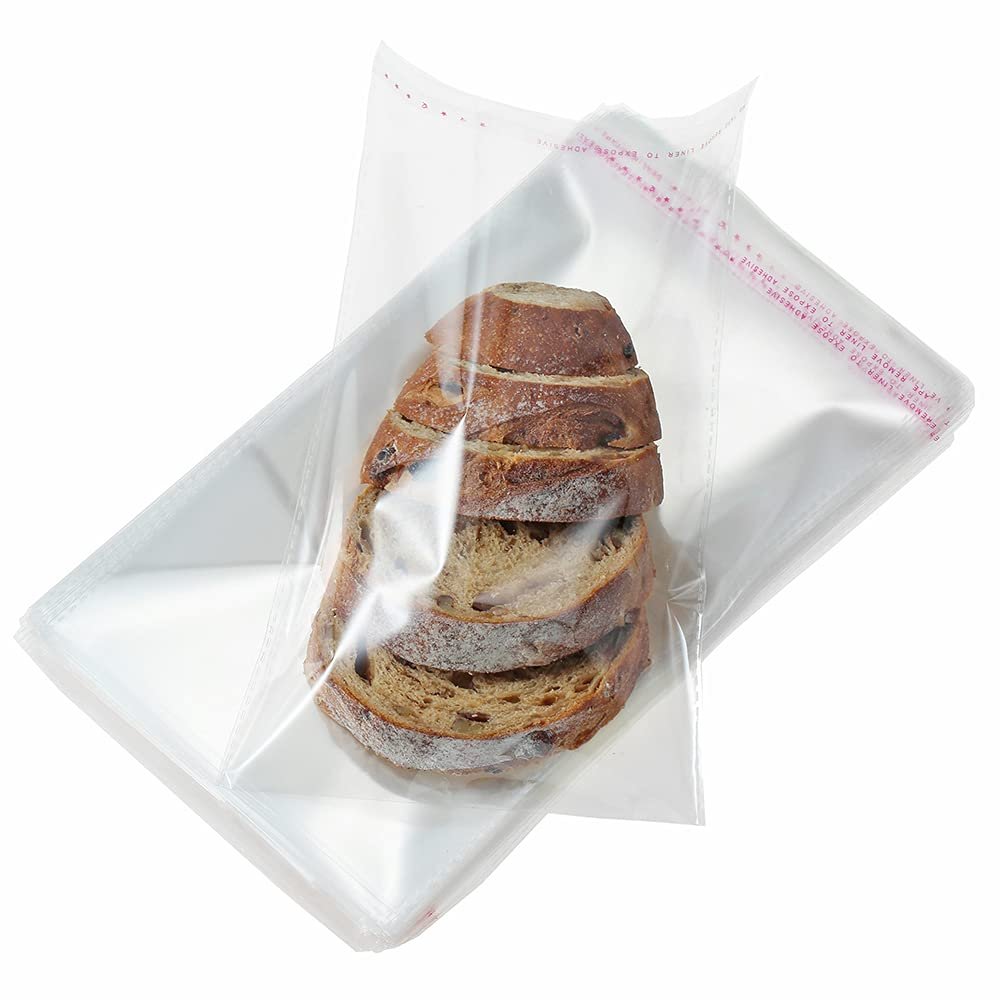 200 Pcs 6" x 8" Thick 1.6 Mil Clear Self Sealing Resealable Cellophane Poly Bags Heavy-duty Adhesive Cello Plastic Bags Packaging Bakery Cookie Candy Candle Soap Card Gift OPP Bag