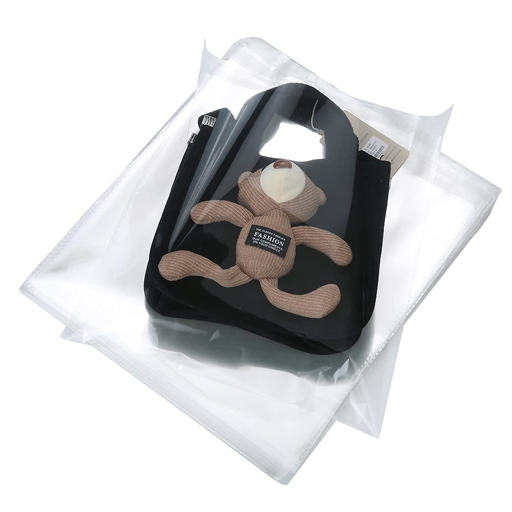 100 Pcs 12" x 12" Thick 1.6 Mil Large Clear Self Sealing Resealable Cellophane Poly Bags Heavy-duty Adhesive Cello Plastic Bags Packaging Clothes T-Shirts Clothing Pants Gift OPP Bag
