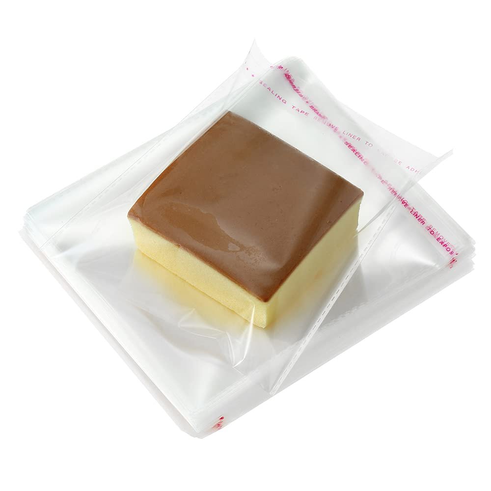 200 Pcs 6" x 6" Thick 1.6 Mil Clear Self Sealing Resealable Cellophane Poly Bags Heavy-duty Adhesive Cello Plastic Bags Packaging Bakery Cookie Candy Candle Soap Card Gift OPP Bag