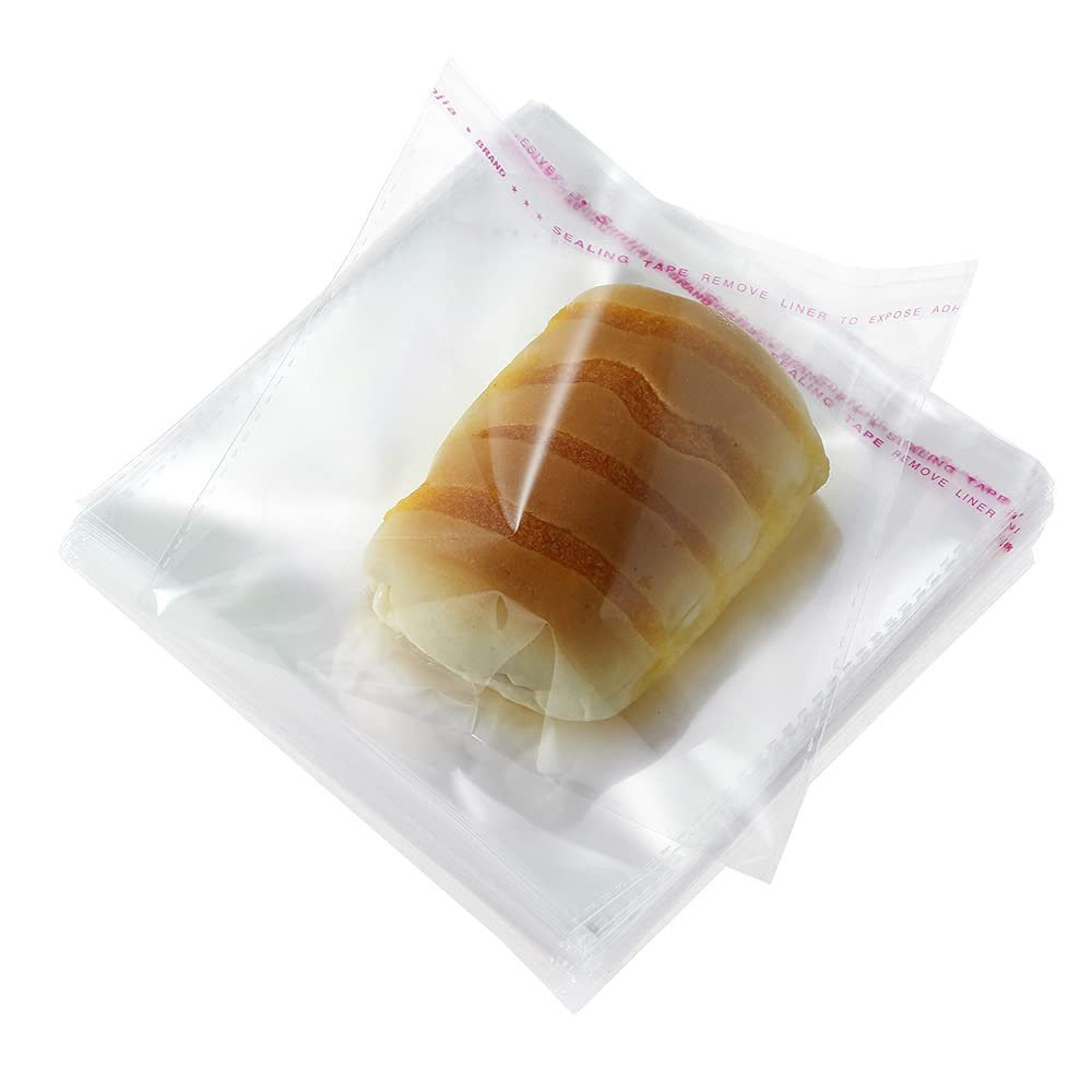 200 Pcs 6" x 5" Thick 1.6 Mil Clear Self Sealing Resealable Cellophane Poly Bags Heavy-duty Adhesive Cello Plastic Bags Packaging Bakery Cookie Candy Candle Soap Card Gift OPP Bag