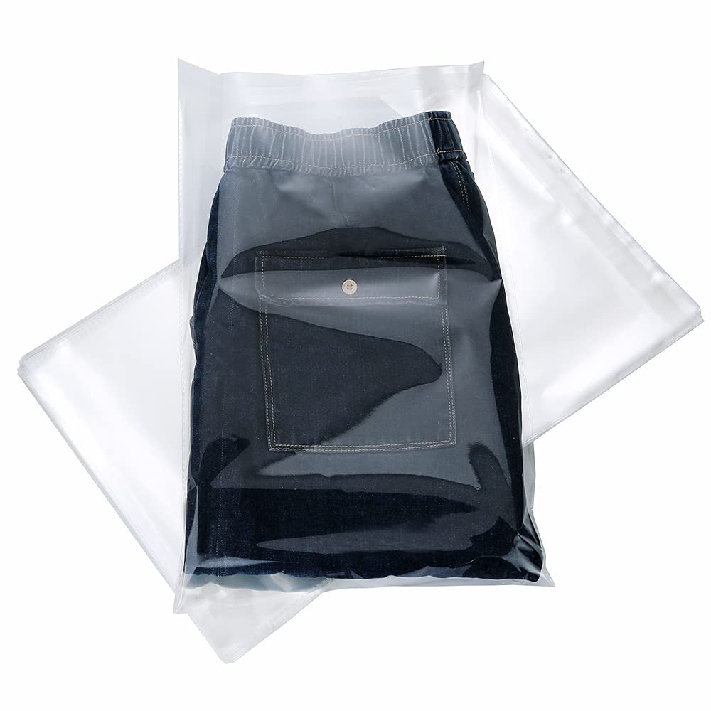 100 Pcs 12" x 18" Thick 1.6 Mil Large Clear Self Sealing Resealable Cellophane Poly Bags Heavy-duty Adhesive Cello Plastic Bags Packaging Clothes T-Shirts Clothing Pants Gift OPP Bag