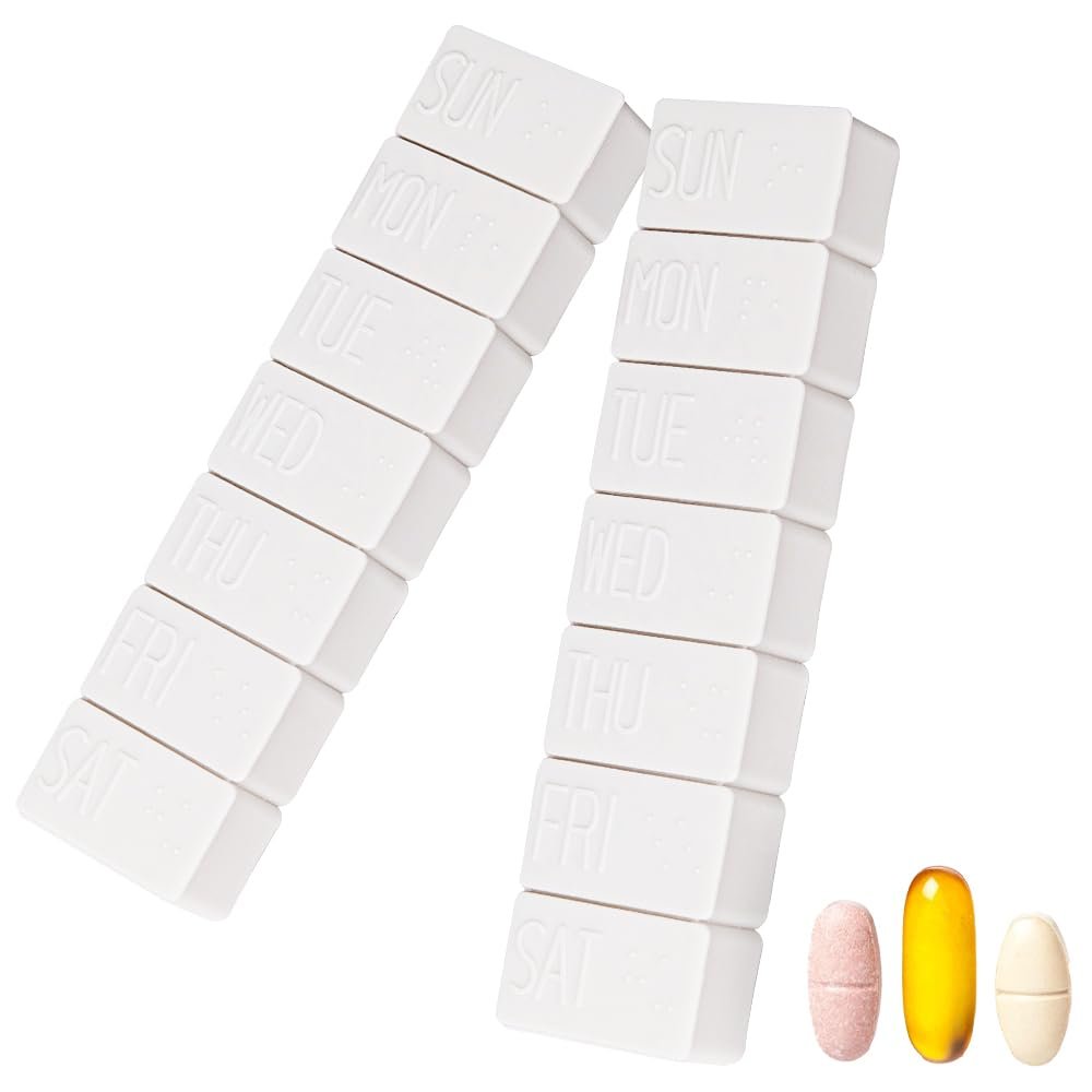 2Pack Weekly Pill Organizer,Extra Large 7 Days Cute Pill Cases Travel Daily Pill Box for Vitamin Medicine Fish Oil, Calcium Tablets Supplements