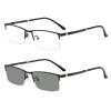 Metal Reading Glasses Bifocal Photochromic Protect Presbyopic Glasses,Business Casual Ultra-light Half Frame Men (black, 2.0) view 1