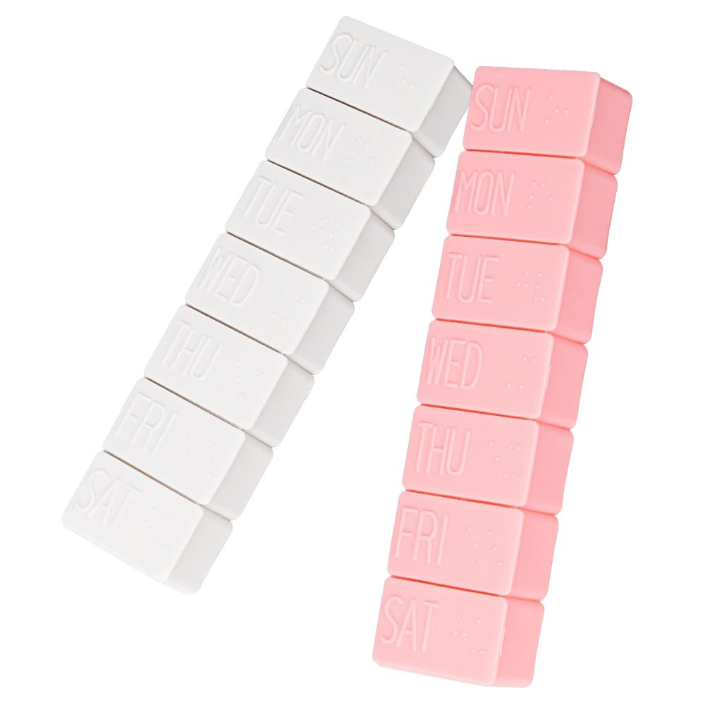 2Pack Weekly Pill Organizer,Extra Large 7 Days Cute Pill Cases Travel Daily Pill Box for Vitamin Medicine Fish Oil, Calcium Tablets Supplements