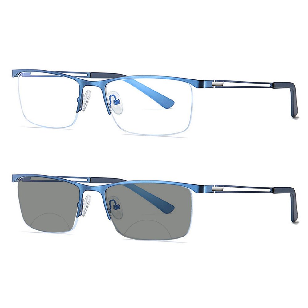 Transition Photochromic Rectangular Frame Bifocal Reading Glasses For Men Women black Sunglasses Readers (blue, 175)