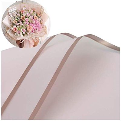 20 Sheets Pure color gold edge Flower Wrapping Paper,Florist Bouquet Supplies,DIY Crafts,Gift Packaging or Gift Box Packaging, Wraps Waterproof Floral Wrapping Paper 22.8*22.8Inch (Lotus color)