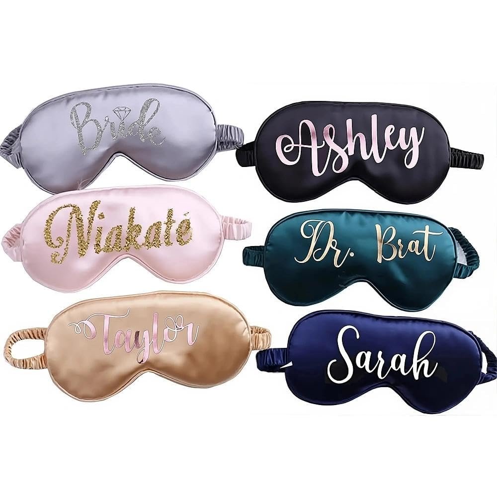 Personalized Silk Sleeping Eye Mask for Birthday Sleepover Gift Wedding Bridesmaid Anniversary Customized Monogram Bachelorette Favor (Sleep Eye)