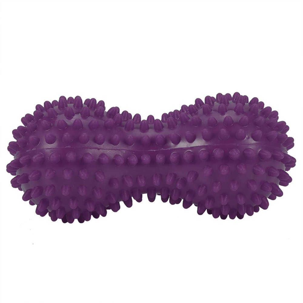 Agatige Double Peanut Massage Lacrosse Ball, Spiky Therapy Ball for Leg Back Shoulder Muscle Release Relief Deep Tissue Massage Yoga Ball for Yoga, Pilates, Tennis(Purple)
